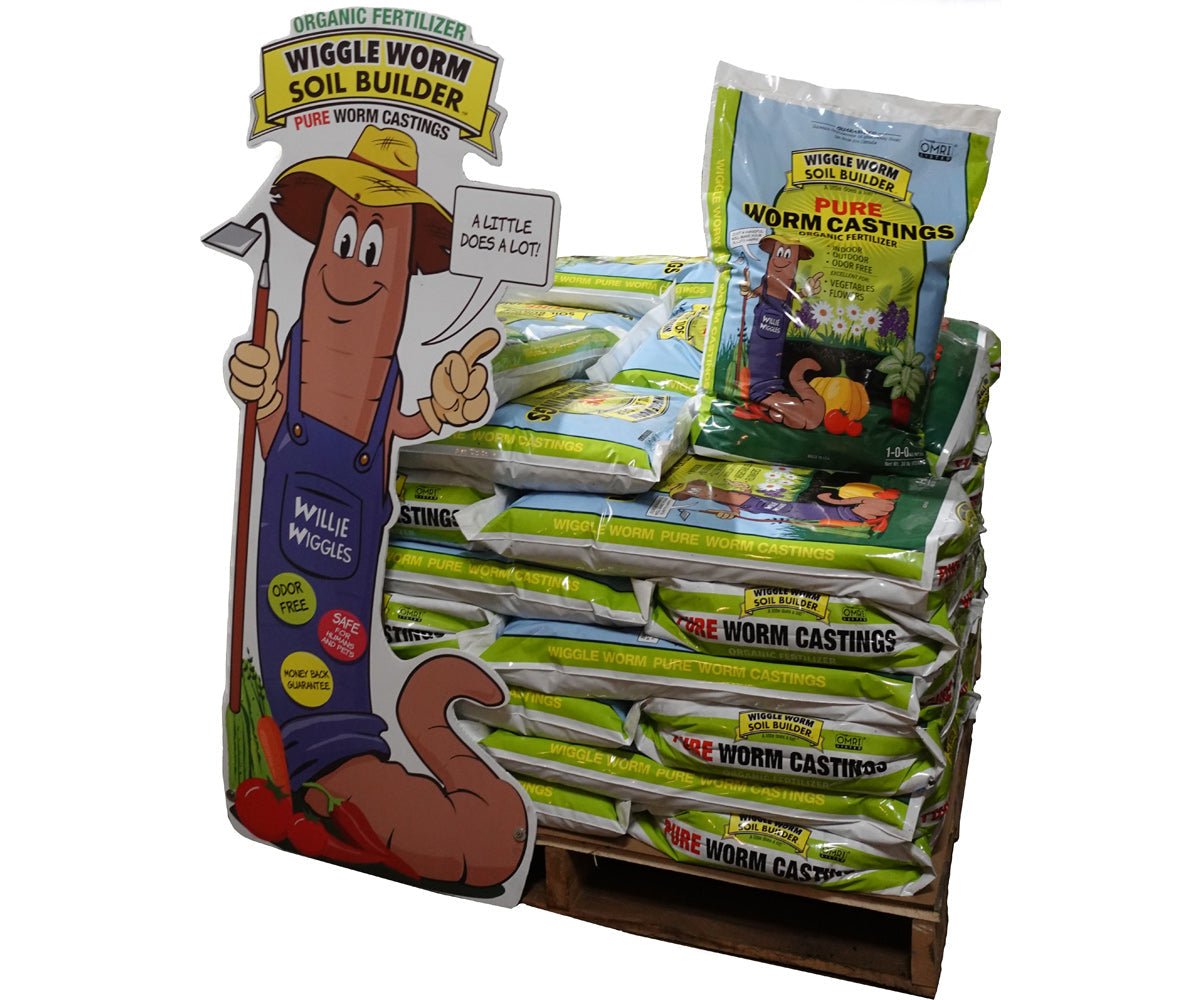 Wiggle Worm Soil Builder Worm Castings Promotional Pallet, 79-30 lb Bags - Green Thumb Depot